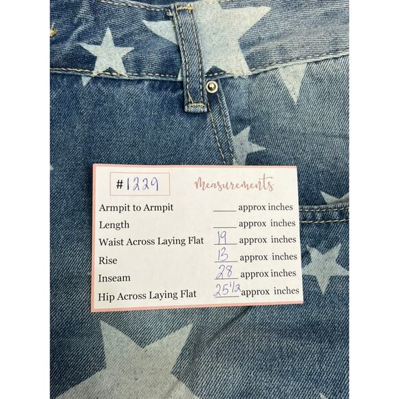 NWT Mekool Distressed Blue With Star Print High Waisted Jeans Pants Size 2XL - Picture 10 of 10